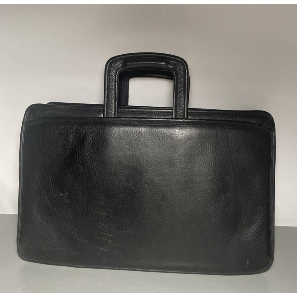 Vintage Top Handle Black Leather‎ Business Briefcase